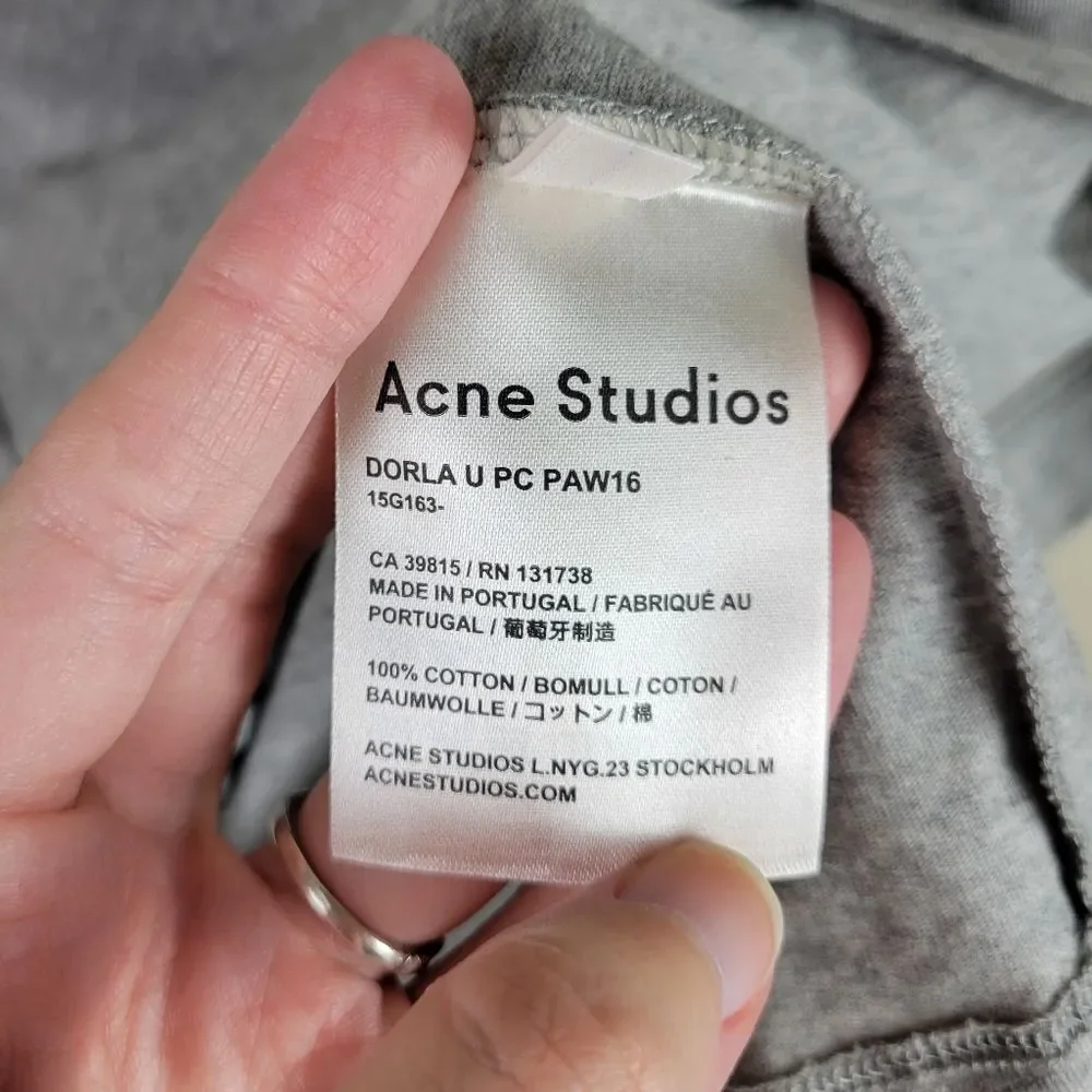Acne Studios Dorla Solid Grey Cotton Short Sleeve Top Shirt